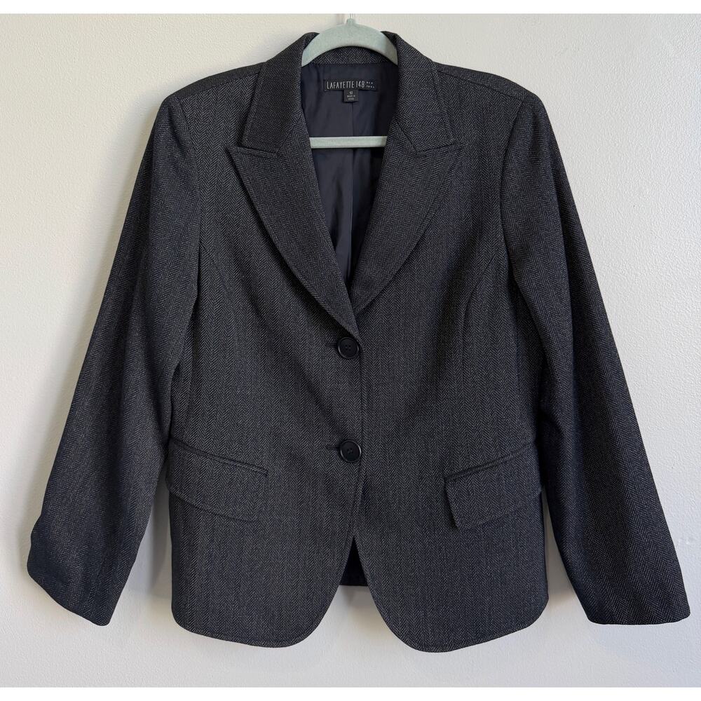 Lafayette 148 Wool Navy Blue Blazer Jacket Women’s 10 Professional Office Career